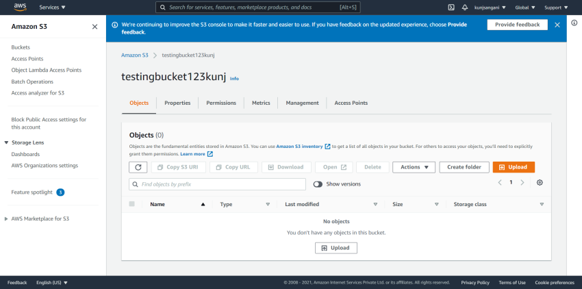Creating Free Tier AWS account with Free S3 storage account
